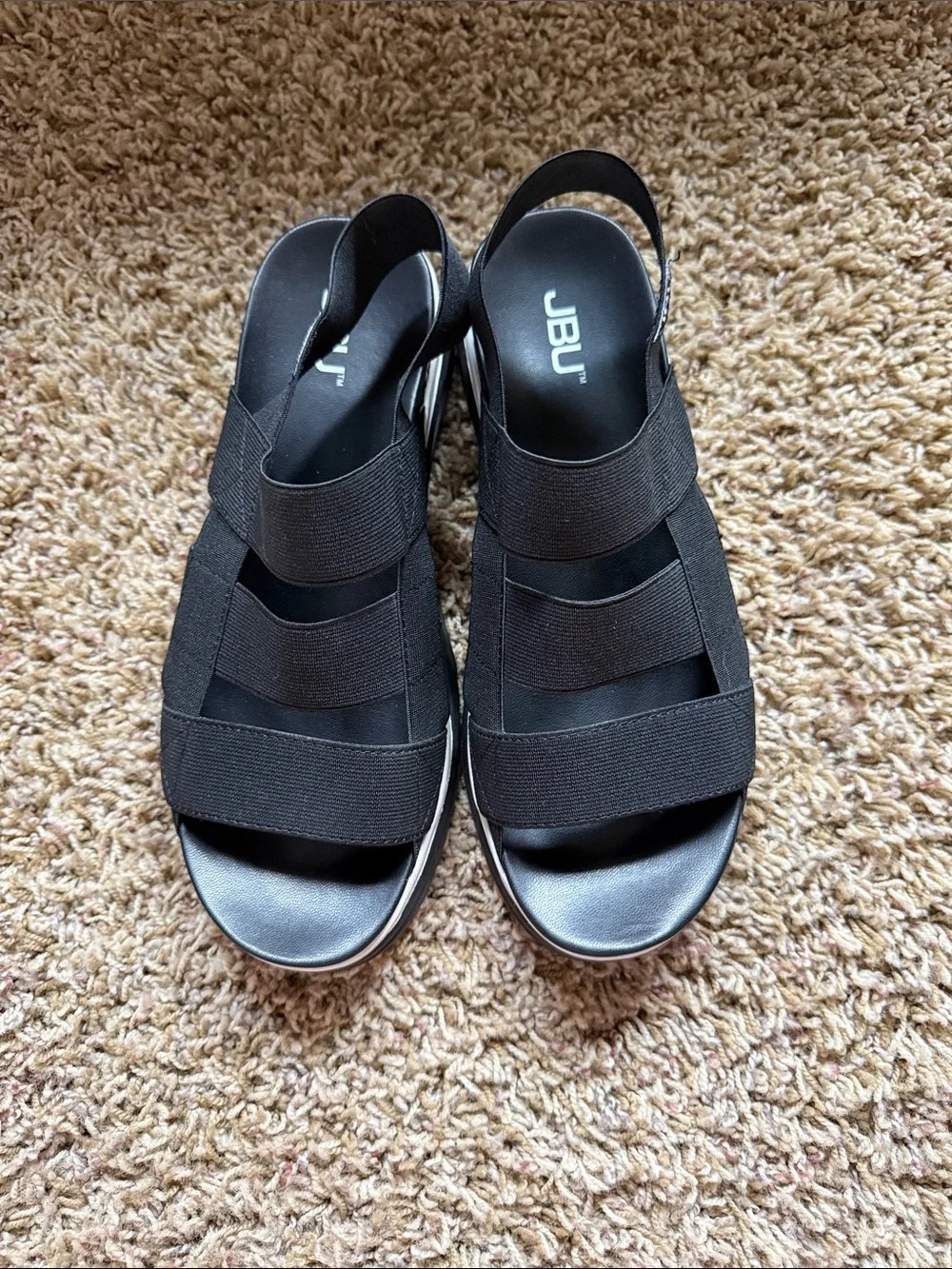 JBU Women's Black Elastic Crossover Strap Sandals